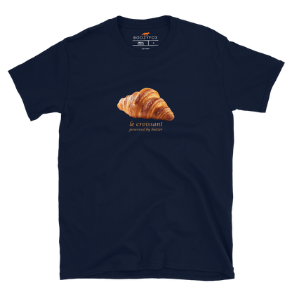 Funny Le Croissant graphic t-shirt in navy by Boozy Fox