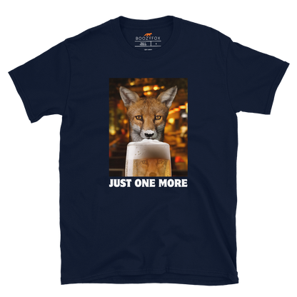 Funny Just One More Fox graphic t-shirt in navy by Boozy Fox