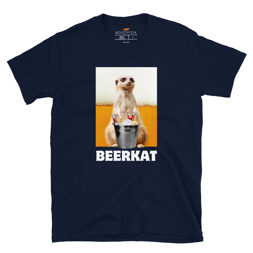 Funny Meerkat graphic t-shirt in navy by Boozy Fox