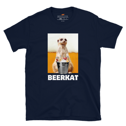 Funny Meerkat graphic t-shirt in navy by Boozy Fox