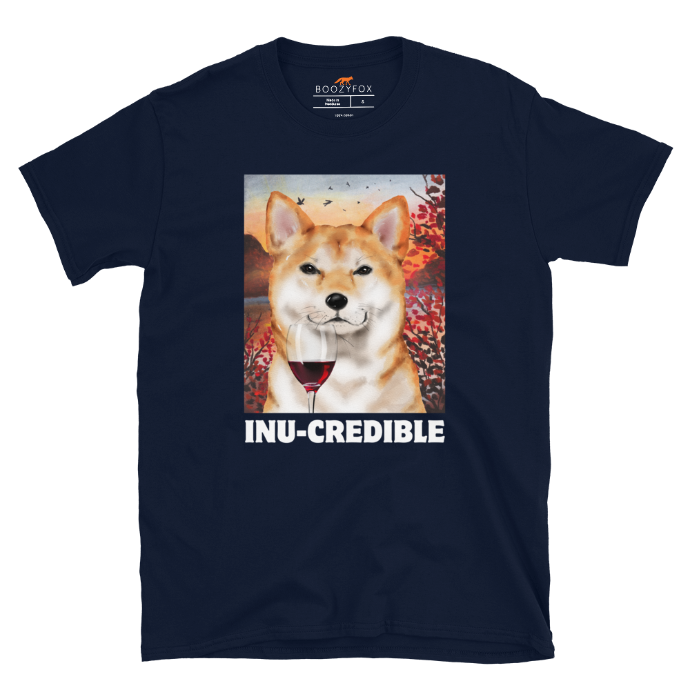 Funny Shiba Inu graphic t-shirt in navy by Boozy Fox