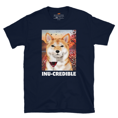 Funny Shiba Inu graphic t-shirt in navy by Boozy Fox
