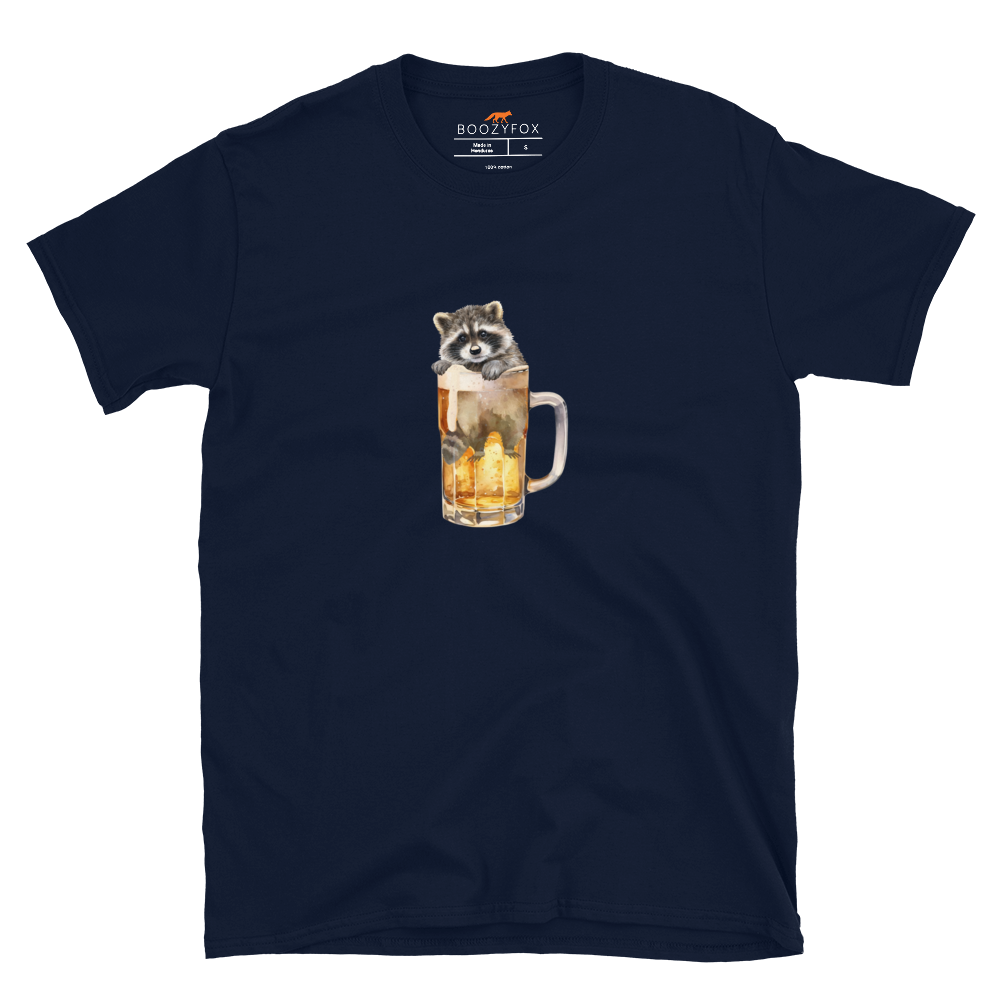 Funny Raccoon in Beer Glass beer lover graphic t-shirt in navy by Boozy Fox