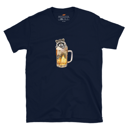 Funny Raccoon in Beer Glass beer lover graphic t-shirt in navy by Boozy Fox