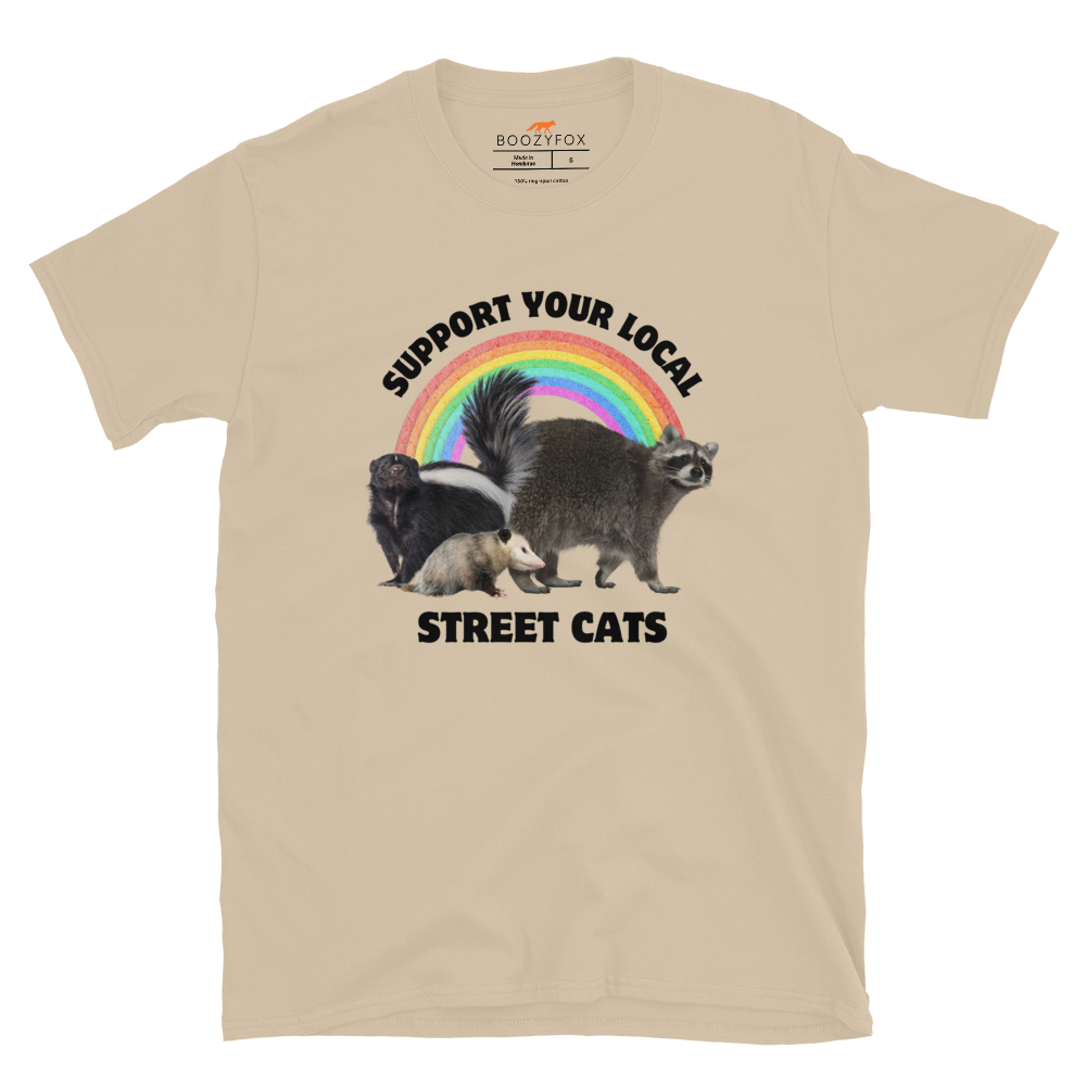 Support Your Local Street Cats T-Shirt Online - Sand - Boozy Fox