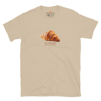 Funny Le Croissant graphic t-shirt in sand by Boozy Fox