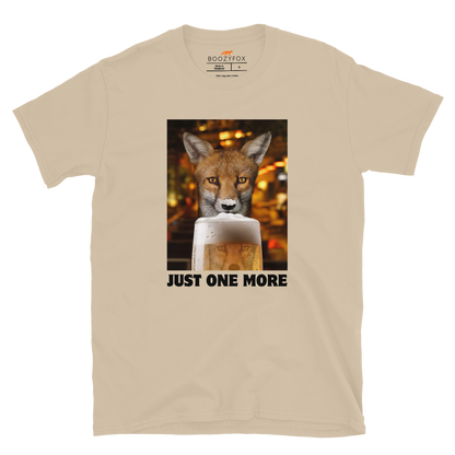 Funny Just One More Fox graphic t-shirt in sand by Boozy Fox