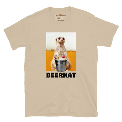Funny Meerkat graphic t-shirt in sand by Boozy Fox