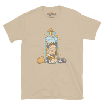 Funny Purrscription: Anti-depressants Cat graphic t-shirt in sand by Boozy Fox
