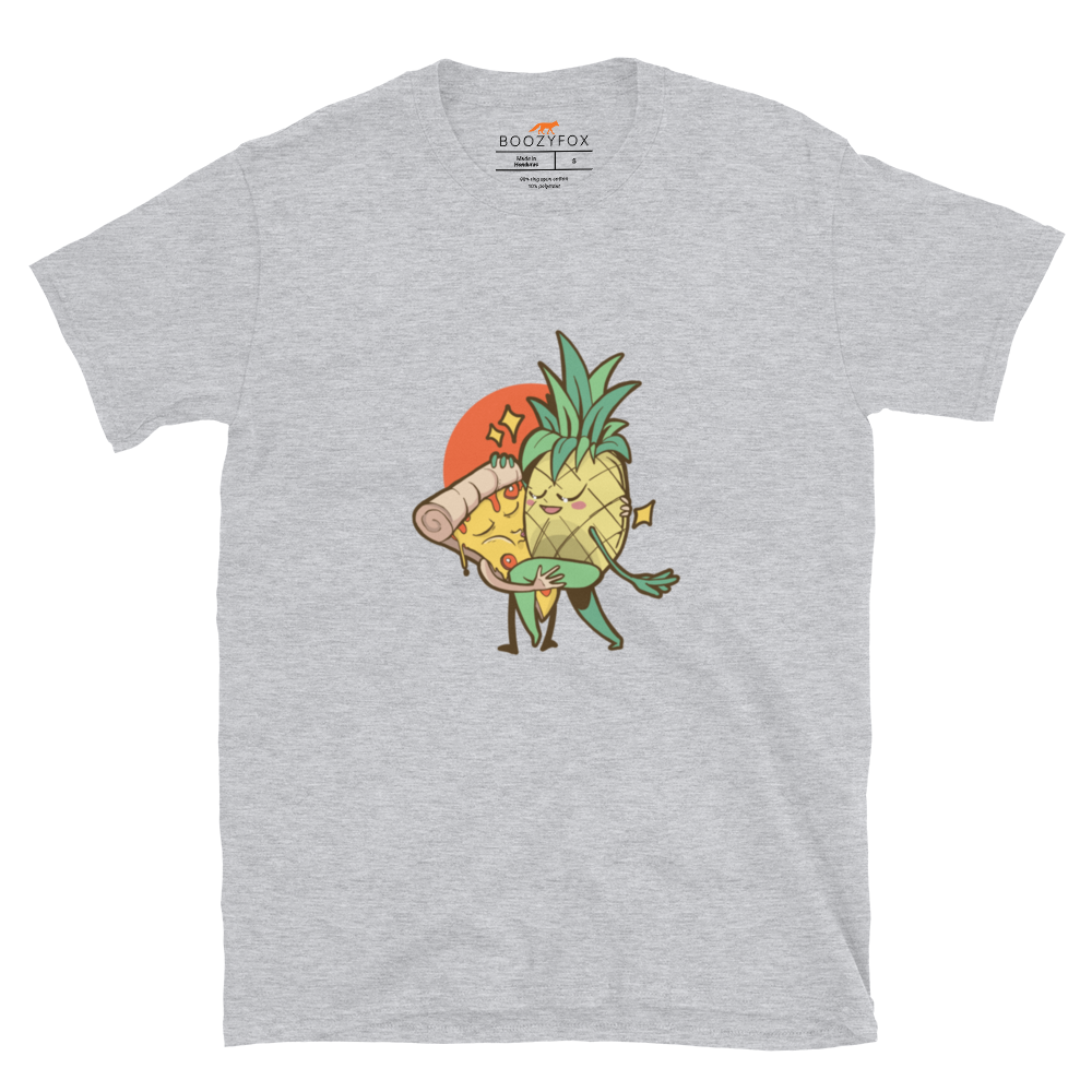 Sport Grey Pineapple Pizza T-Shirt featuring the hilarious Pineapple & Pizza graphic on the chest - Funny Graphic Pineapple Pizza T-Shirts - Boozy Fox