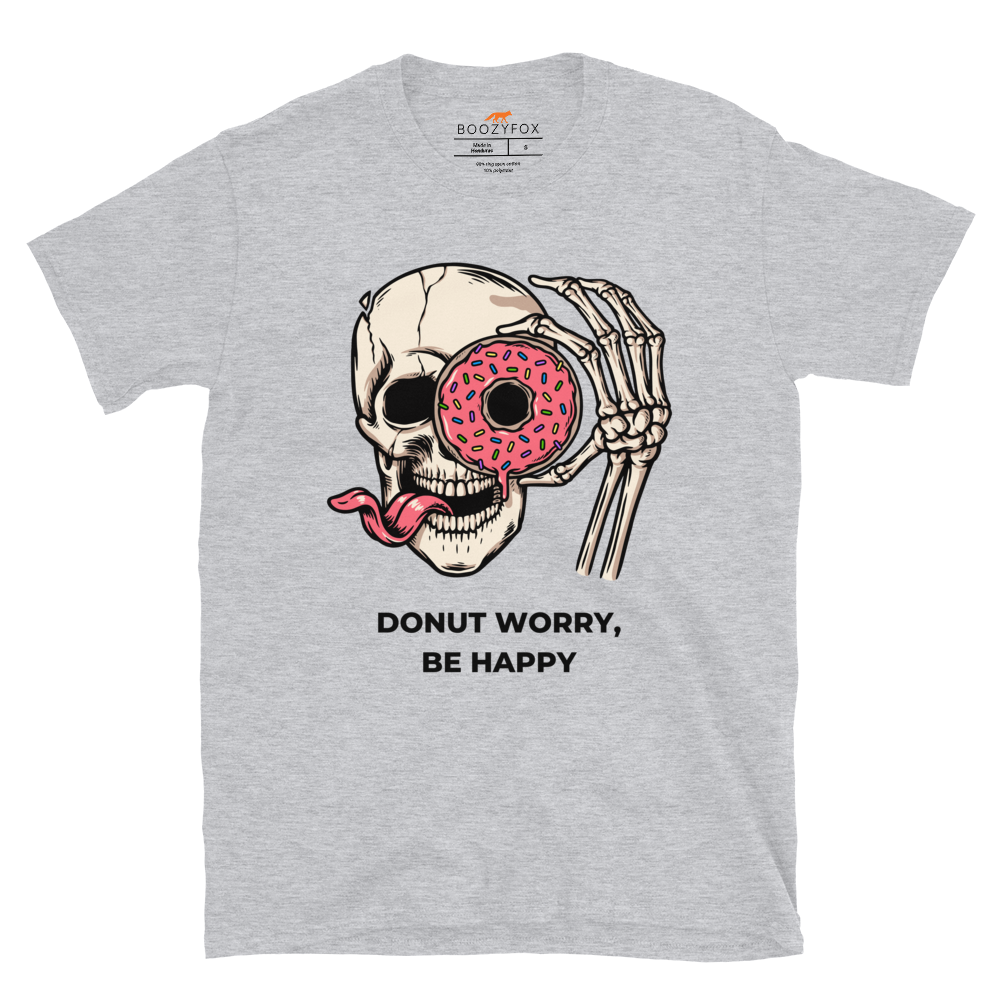 Donut Worry Be Happy T-Shirt Online - Sport Grey - Boozy Fox