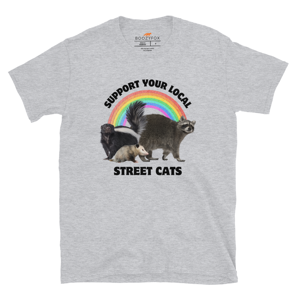 Support Your Local Street Cats T-Shirt Online - Sport Grey - Boozy Fox