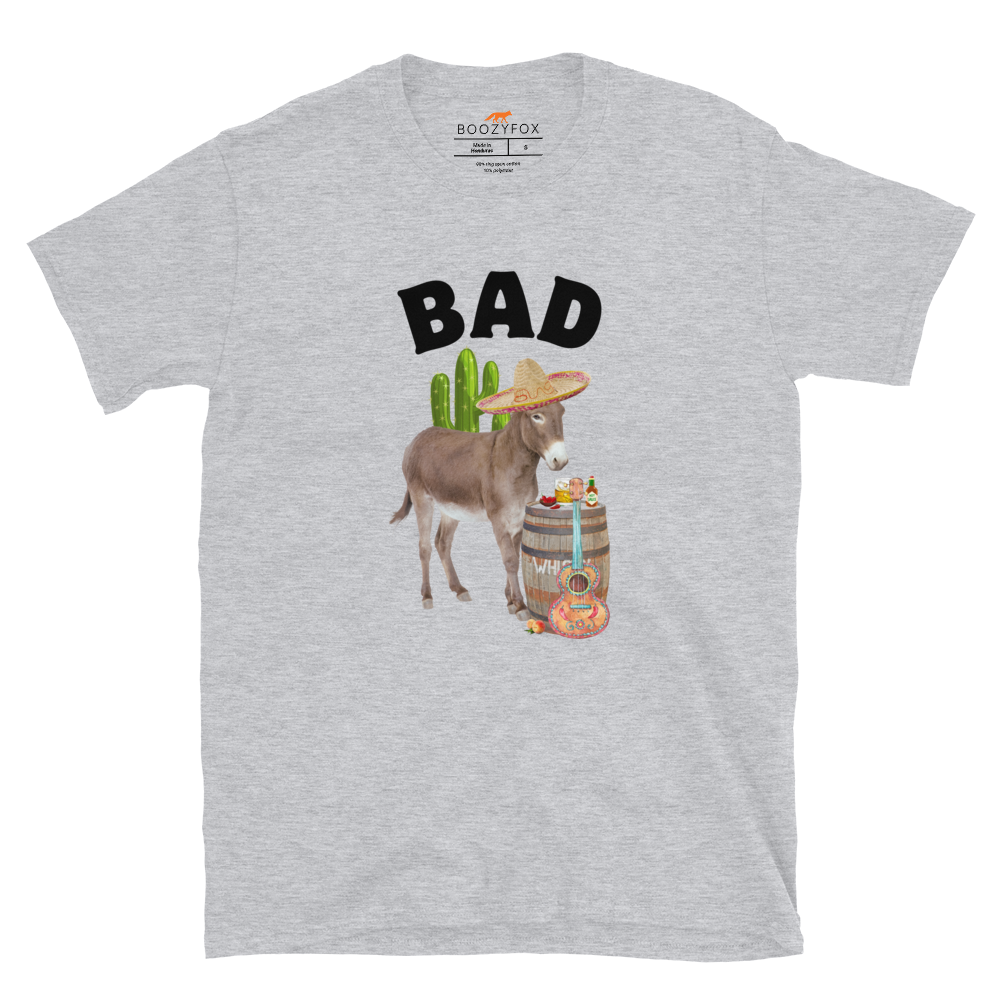 Sport Grey Donkey T-Shirt Featuring a Funny Bad Ass Donkey graphic on the chest - Funny Graphic Bad Ass Donkey T-Shirts - Boozy Fox