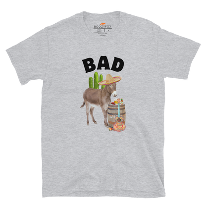 Sport Grey Donkey T-Shirt Featuring a Funny Bad Ass Donkey graphic on the chest - Funny Graphic Bad Ass Donkey T-Shirts - Boozy Fox