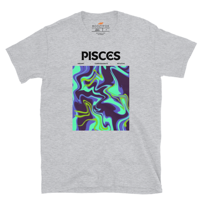 Sport Grey Pisces T-Shirt featuring an Abstract Pisces Star Sign graphic on the chest - Cool Graphic Zodiac T-Shirts - Boozy Fox
