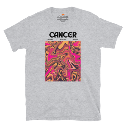 Sport Grey Cancer T-Shirt featuring an Abstract Cancer Star Sign graphic on the chest - Cool Graphic Zodiac T-Shirts - Boozy Fox