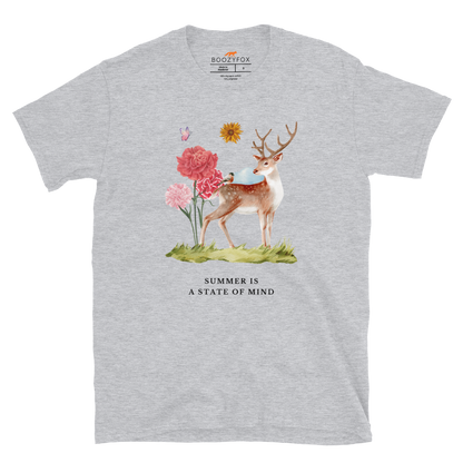 Sport Grey Summer Is a State of Mind T-Shirt Featuring a Summer Is a State of Mind graphic on the chest - Cute Graphic Summer T-Shirts - Boozy Fox