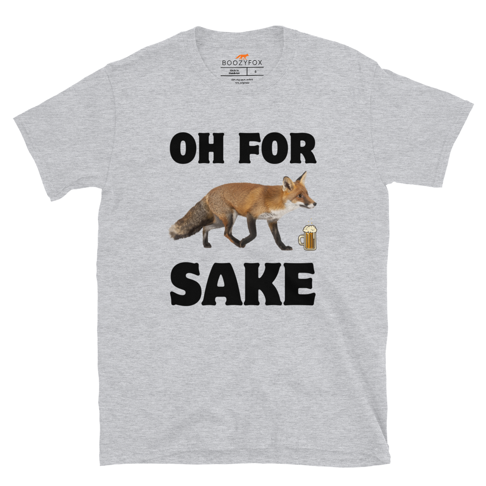 Sport Grey Fox T-Shirt featuring a Oh For Fox Sake graphic on the chest - Funny Graphic Fox T-Shirts - Boozy Fox