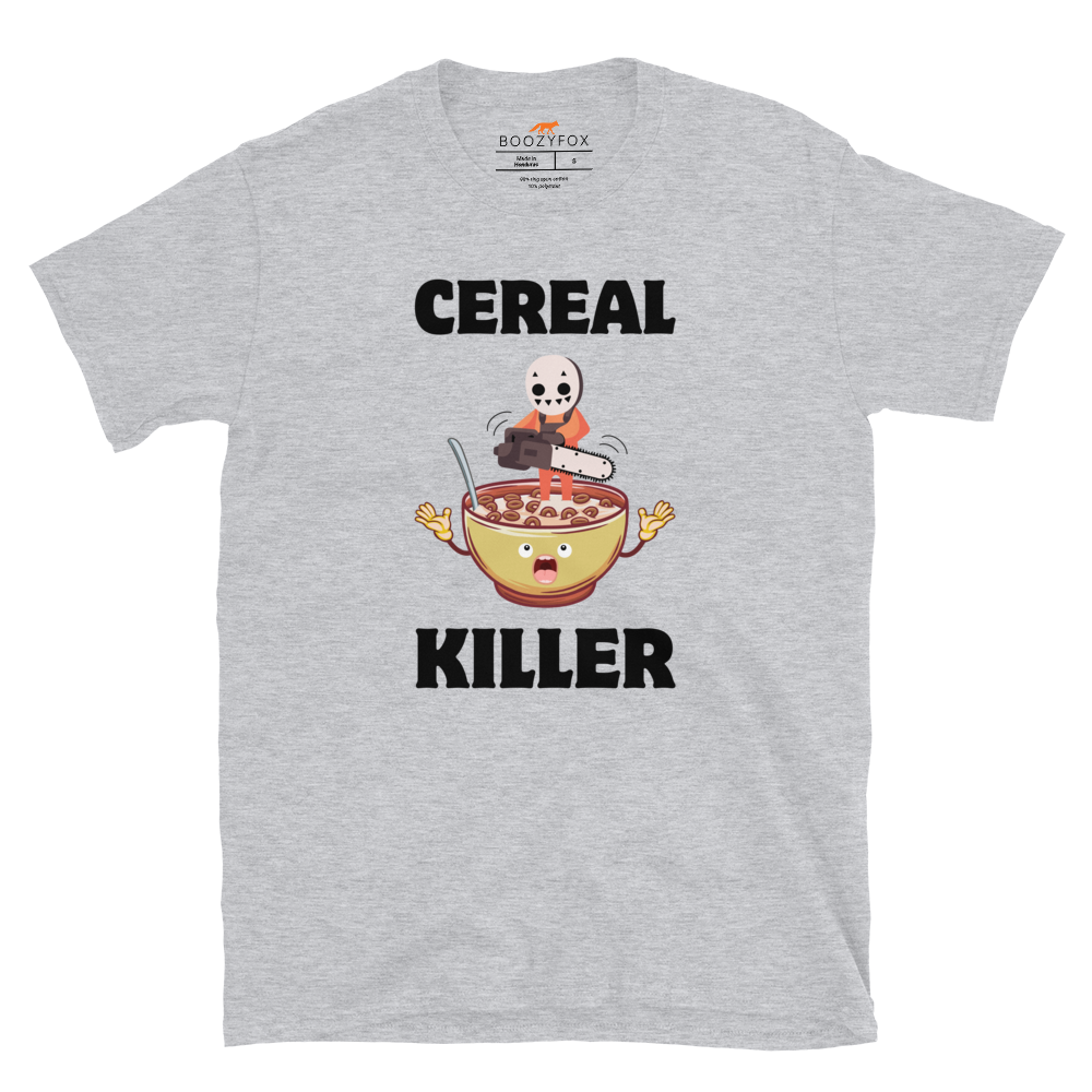 Sport Grey Cereal Killer T-Shirt featuring a Cereal Killer graphic on the chest - Funny Graphic T-Shirts - Boozy Fox