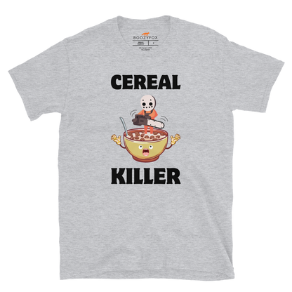 Sport Grey Cereal Killer T-Shirt featuring a Cereal Killer graphic on the chest - Funny Graphic T-Shirts - Boozy Fox