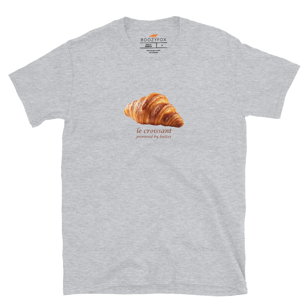 Funny Le Croissant graphic t-shirt in sport grey by Boozy Fox