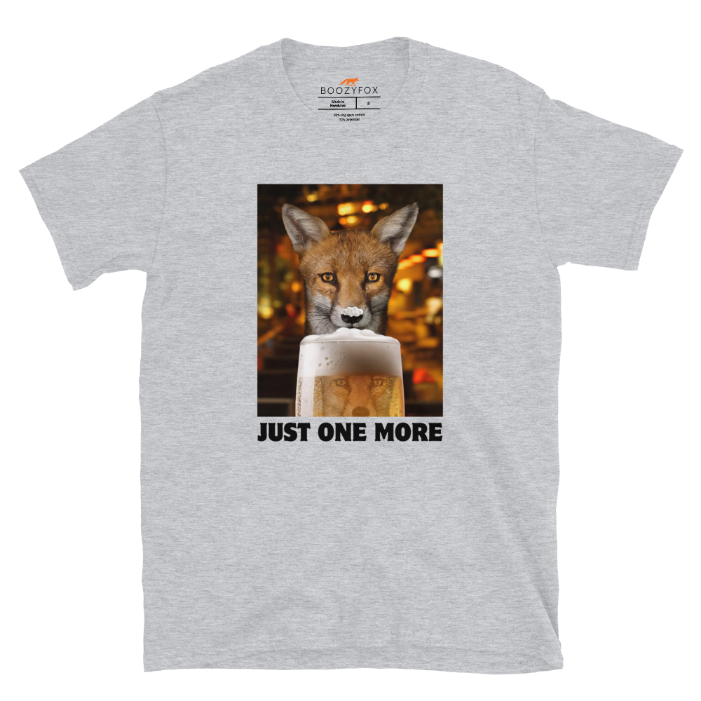Funny Just One More Fox graphic t-shirt in sport grey by Boozy Fox