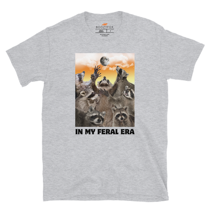 Funny In My Feral Era Raccoon graphic t-shirt in sport grey by Boozy Fox
