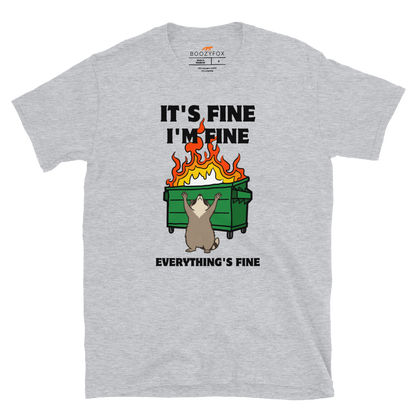 Funny Dumpster Fire Raccoon graphic t-shirt in sport grey by Boozy Fox