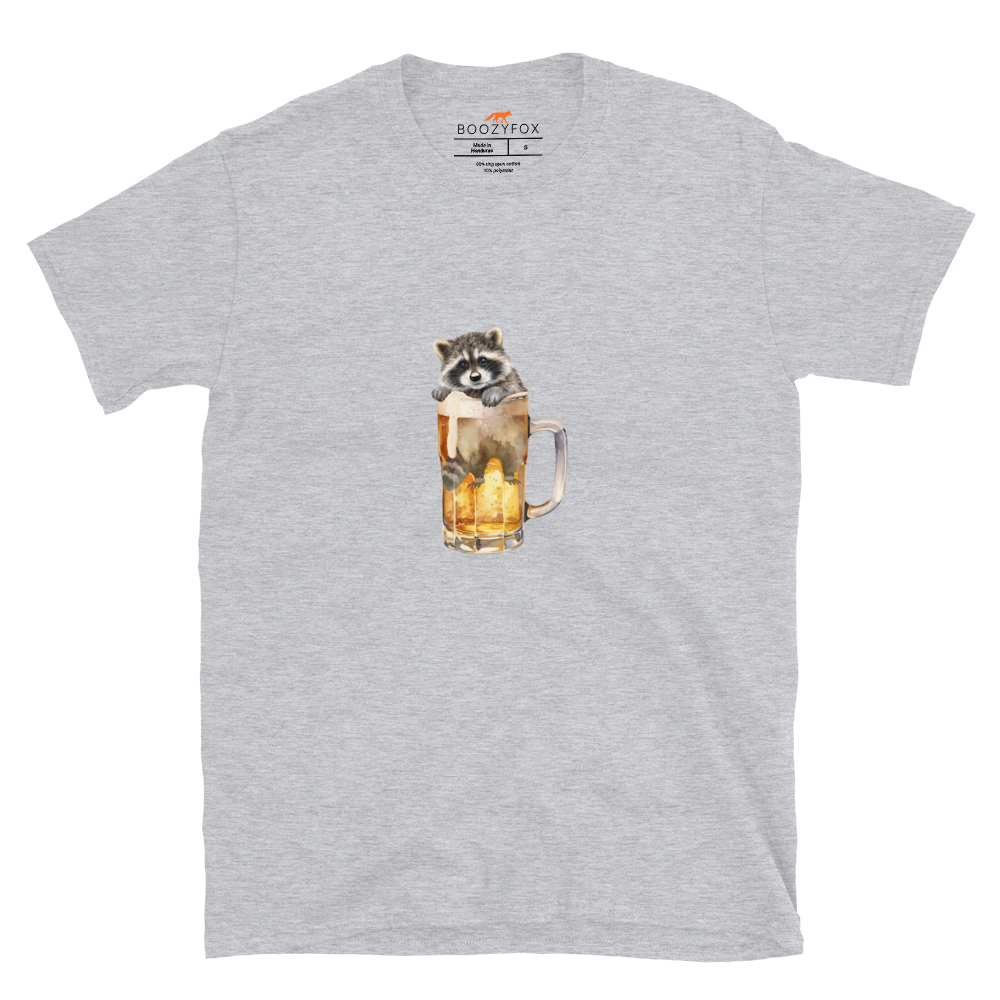 Funny Raccoon in Beer Glass beer lover graphic t-shirt in sport grey by Boozy Fox