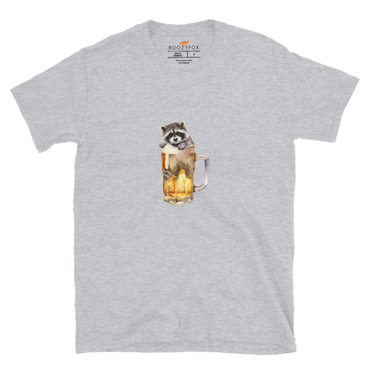 Funny Raccoon in Beer Glass beer lover graphic t-shirt in sport grey by Boozy Fox