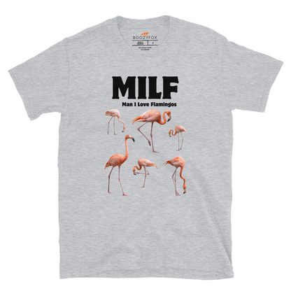 Funny Man I Love Flamingos graphic t-shirt in sport grey by Boozy Fox