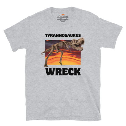 Funny Tyrannosaurus Wreck T-Rex Dinosaur graphic t-shirt in sport grey by Boozy Fox