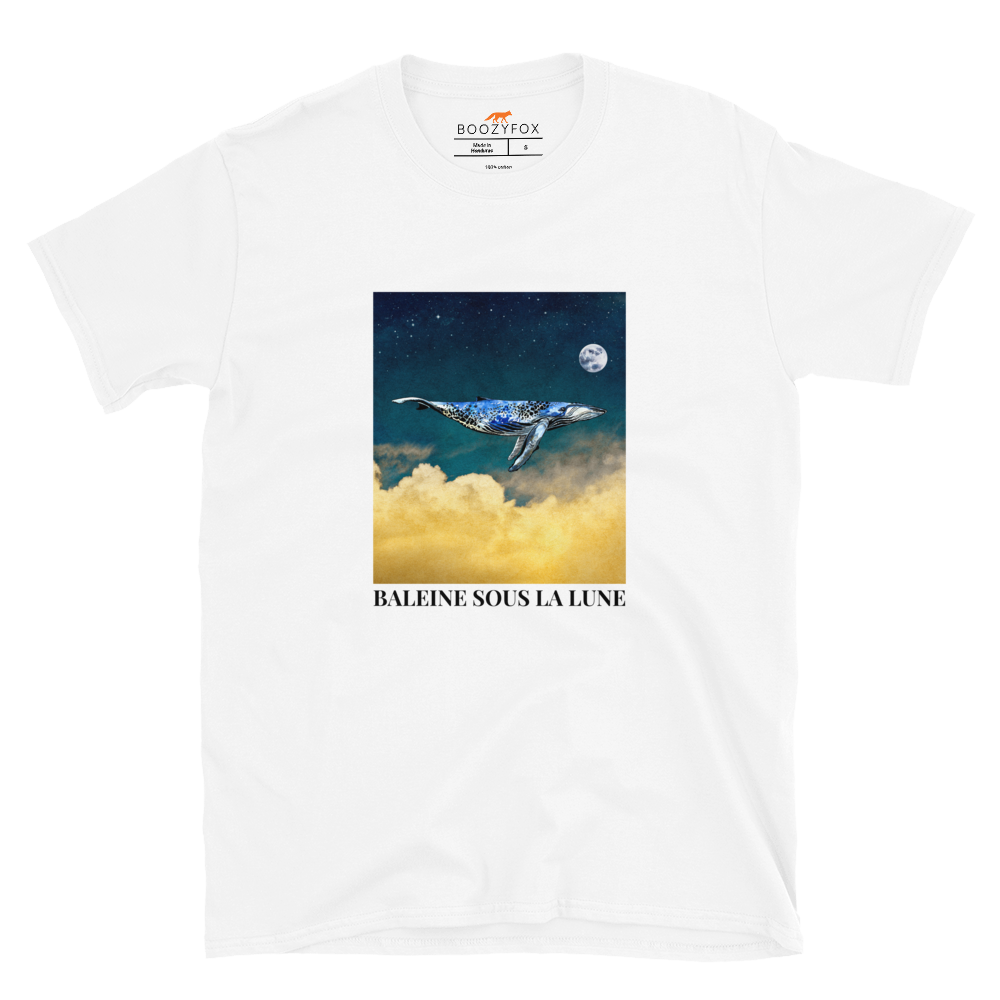 Whale Under The Moon T-Shirt Online - White - Boozy Fox