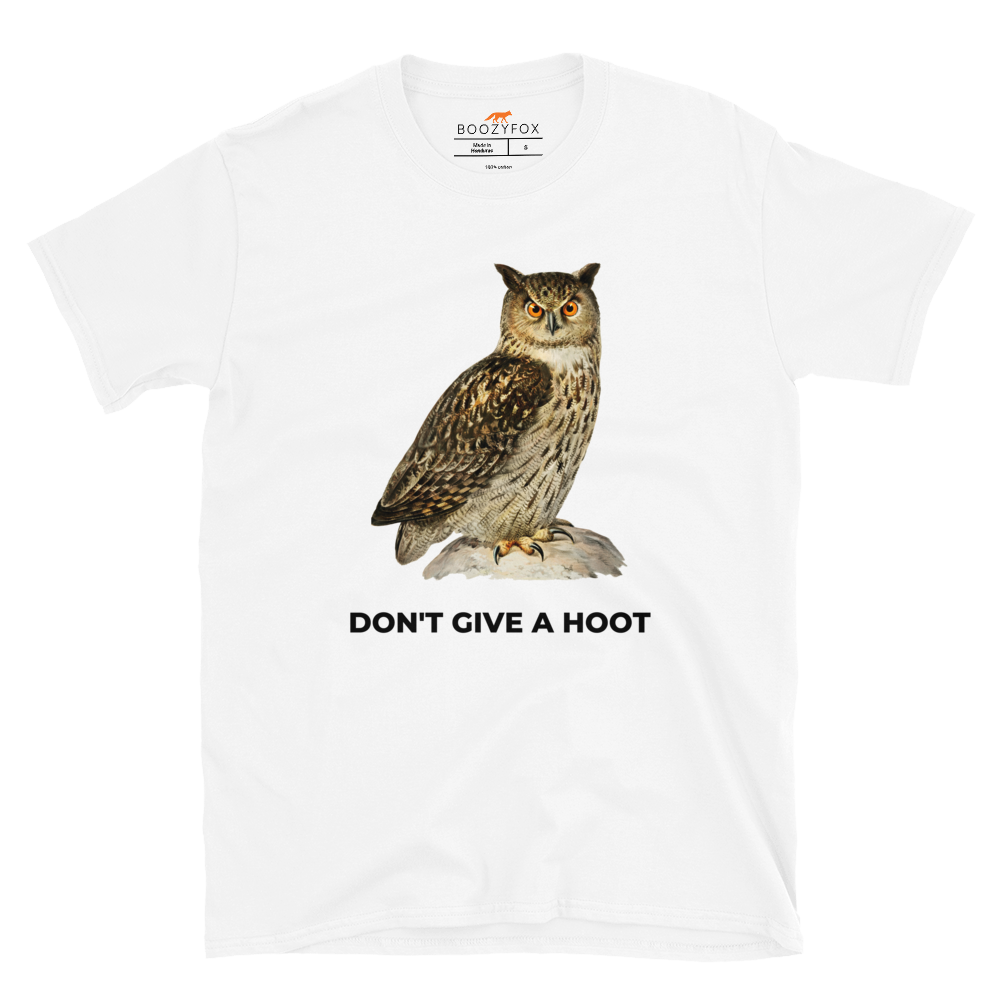 Don't Give A Hoot Owl T-Shirt Online - White - Boozy Fox