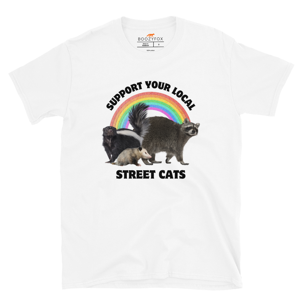 Support Your Local Street Cats T-Shirt Online - White - Boozy Fox