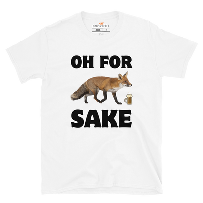 White Fox T-Shirt featuring a Oh For Fox Sake graphic on the chest - Funny Graphic Fox T-Shirts - Boozy Fox