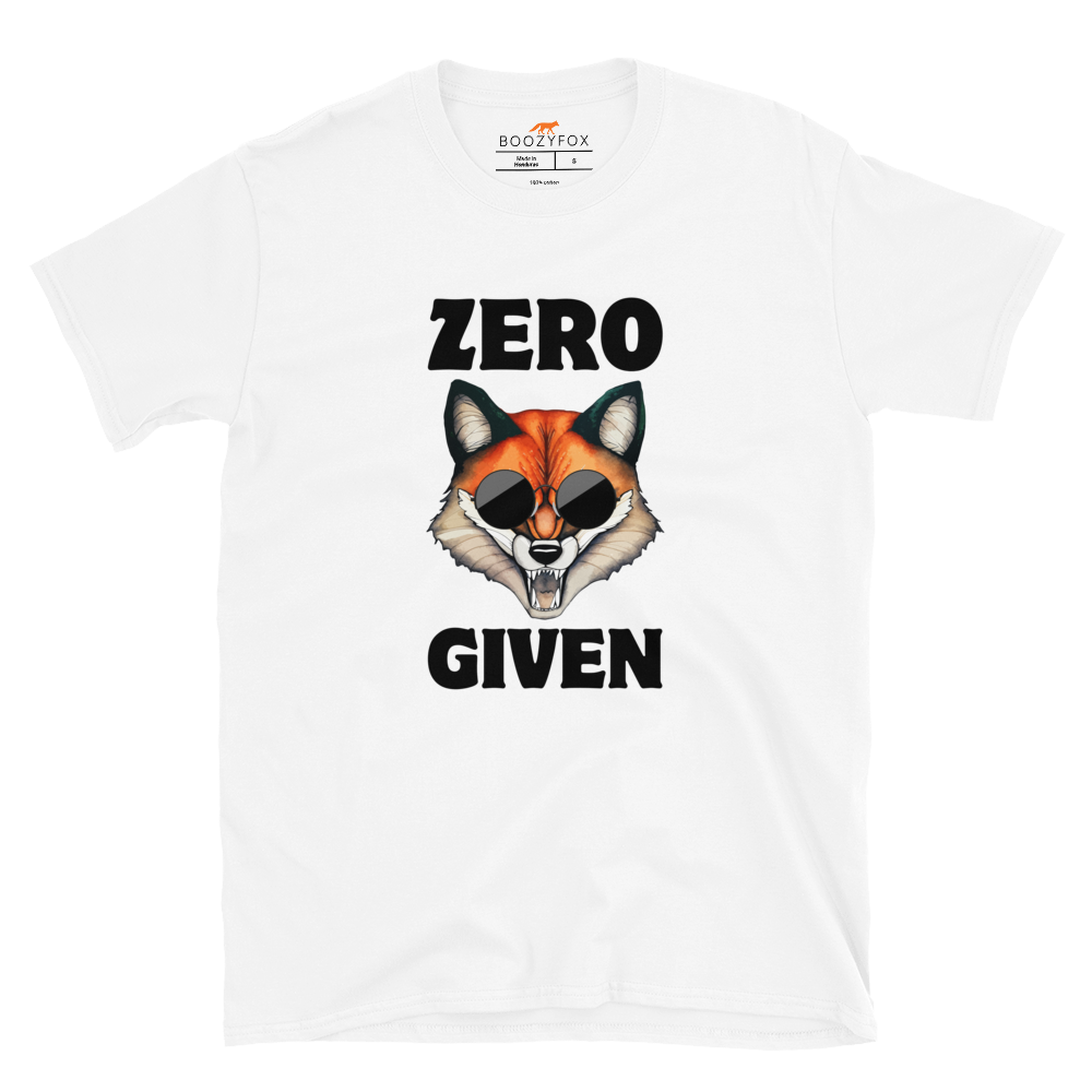 White Fox T-Shirt featuring a Zero Fox Given graphic on the chest - Funny Graphic Fox T-Shirts - Boozy Fox