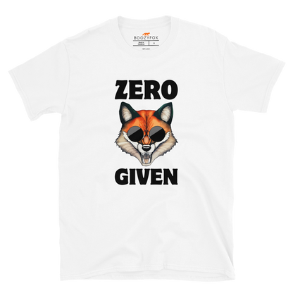 White Fox T-Shirt featuring a Zero Fox Given graphic on the chest - Funny Graphic Fox T-Shirts - Boozy Fox