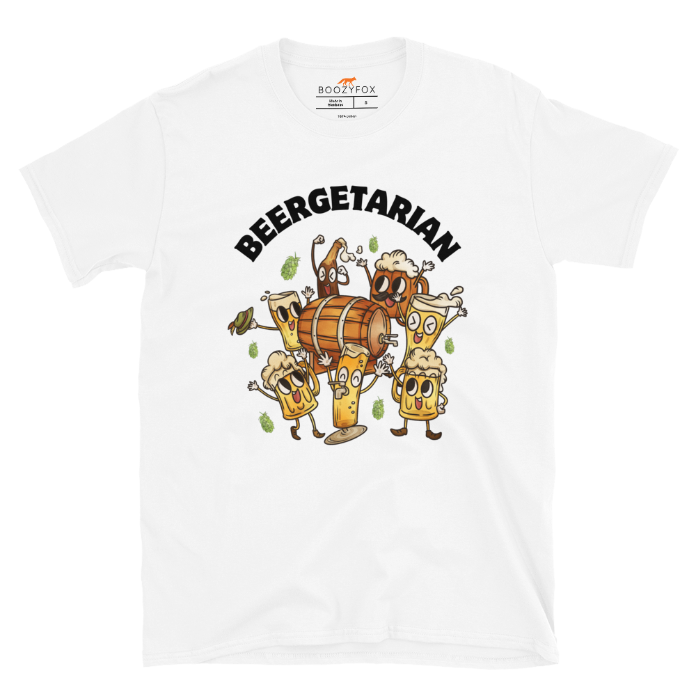 Beergetarian Beer T-Shirt Online - White - Boozy Fox