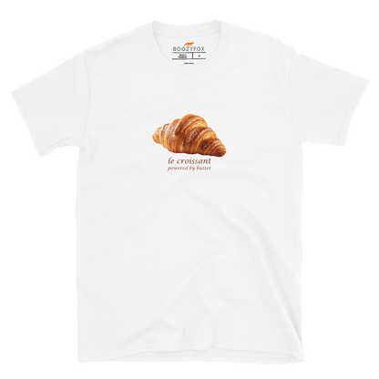 Funny Le Croissant graphic t-shirt in white by Boozy Fox