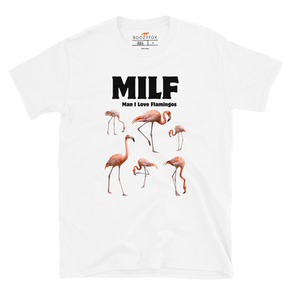 Funny Man I Love Flamingos graphic t-shirt in white by Boozy Fox