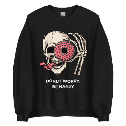 Donut Worry Be Happy Sweatshirt Online - Black - Boozy Fox