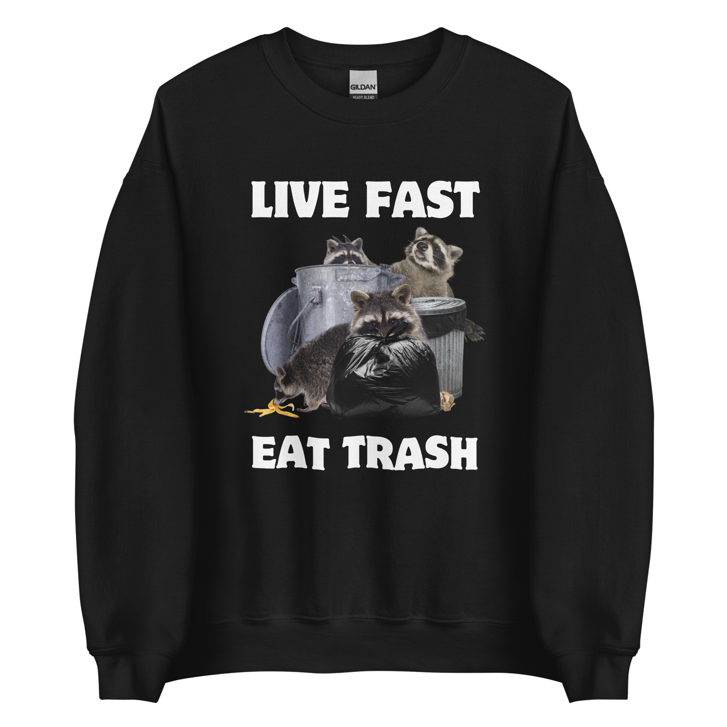 Live Fast Eat Trash Raccoon Sweatshirt Online - Black - Boozy Fox