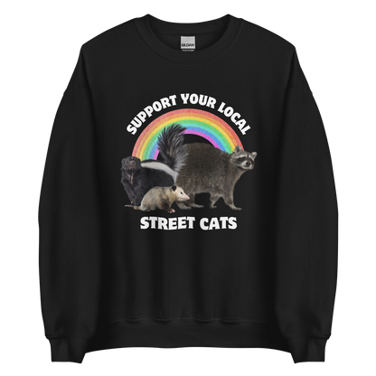 Support Your Local Street Cats Sweatshirt Online - Black - Boozy Fox