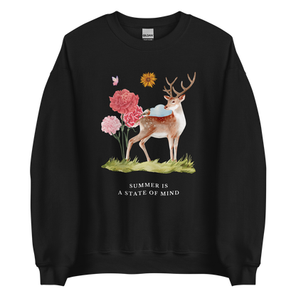 Black Summer Is a State of Mind Sweatshirt featuring a Summer Is a State of Mind graphic on the chest - Cute Graphic Summer Sweatshirts - Boozy Fox