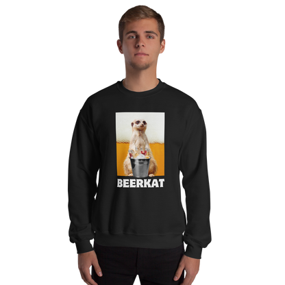 Man wearing a black Meerkat Sweatshirt - Boozy Fox