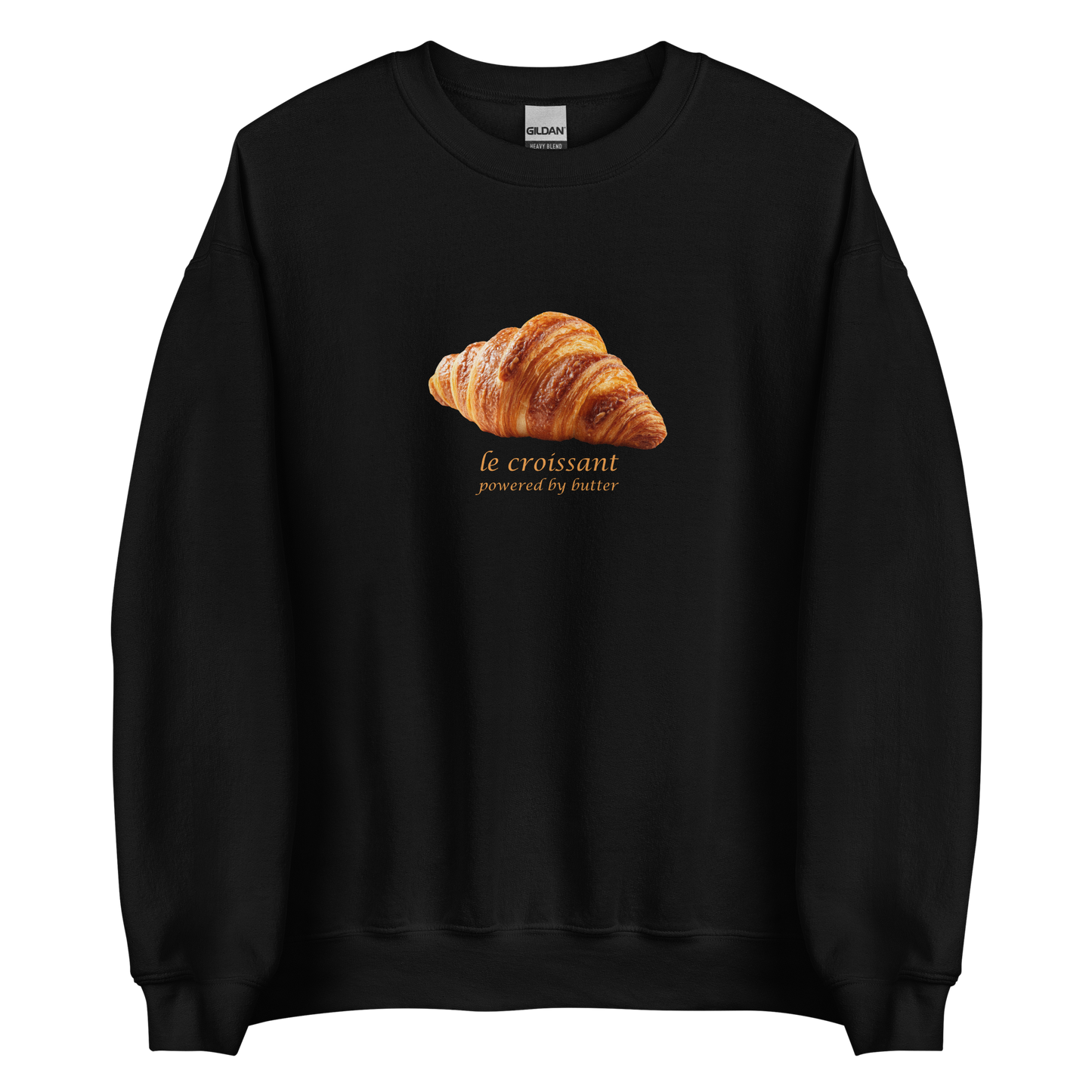 Funny Le Croissant graphic sweatshirt in black by Boozy Fox