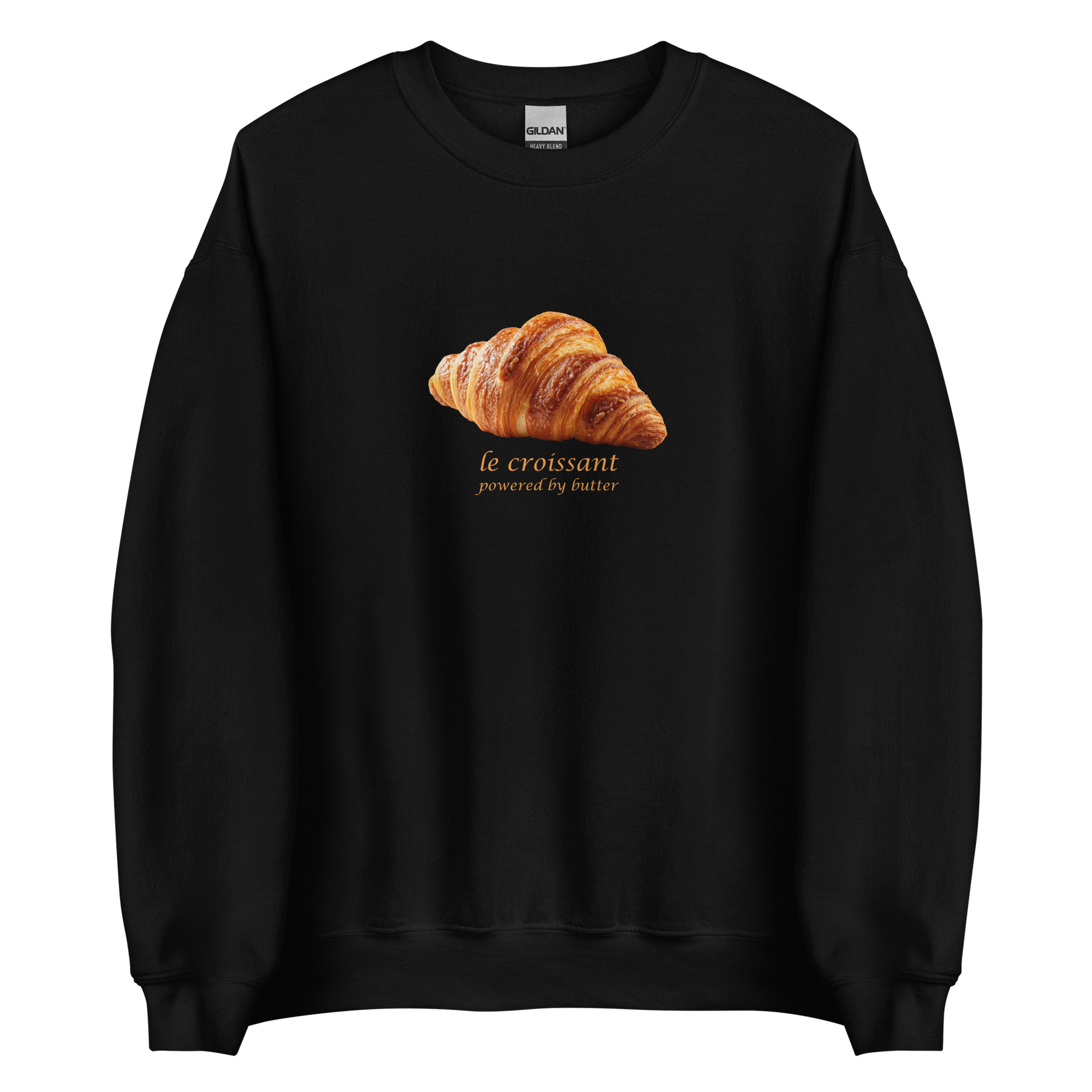 Funny Le Croissant graphic sweatshirt in black by Boozy Fox