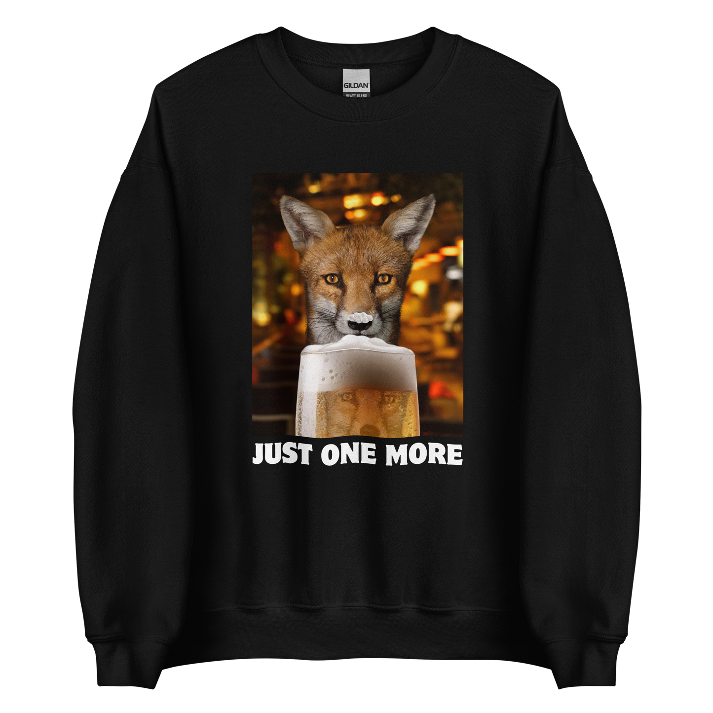 Funny Just One More Fox graphic sweatshirt in black by Boozy Fox