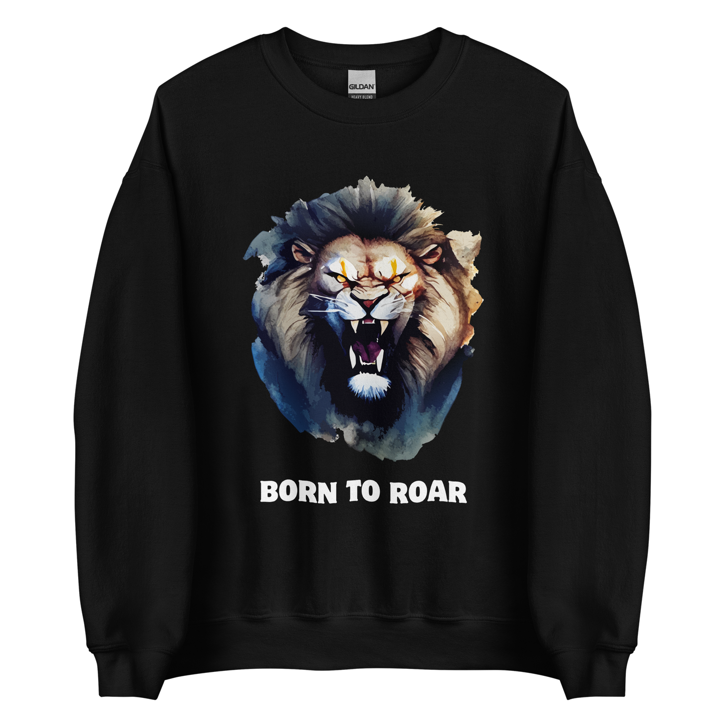 Funny Born to Roar Lion graphic sweatshirt in black by Boozy Fox